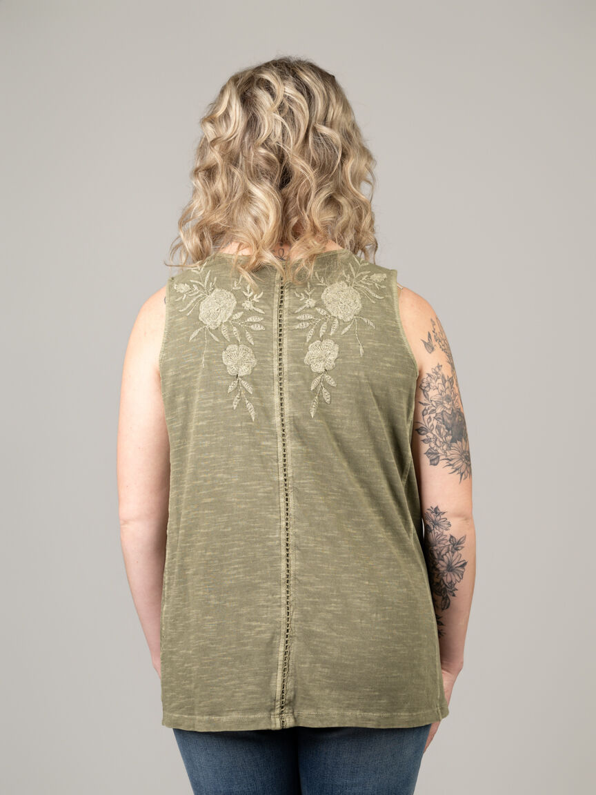 Sleeveless V-Neck Top With Embroidery Details Image 5