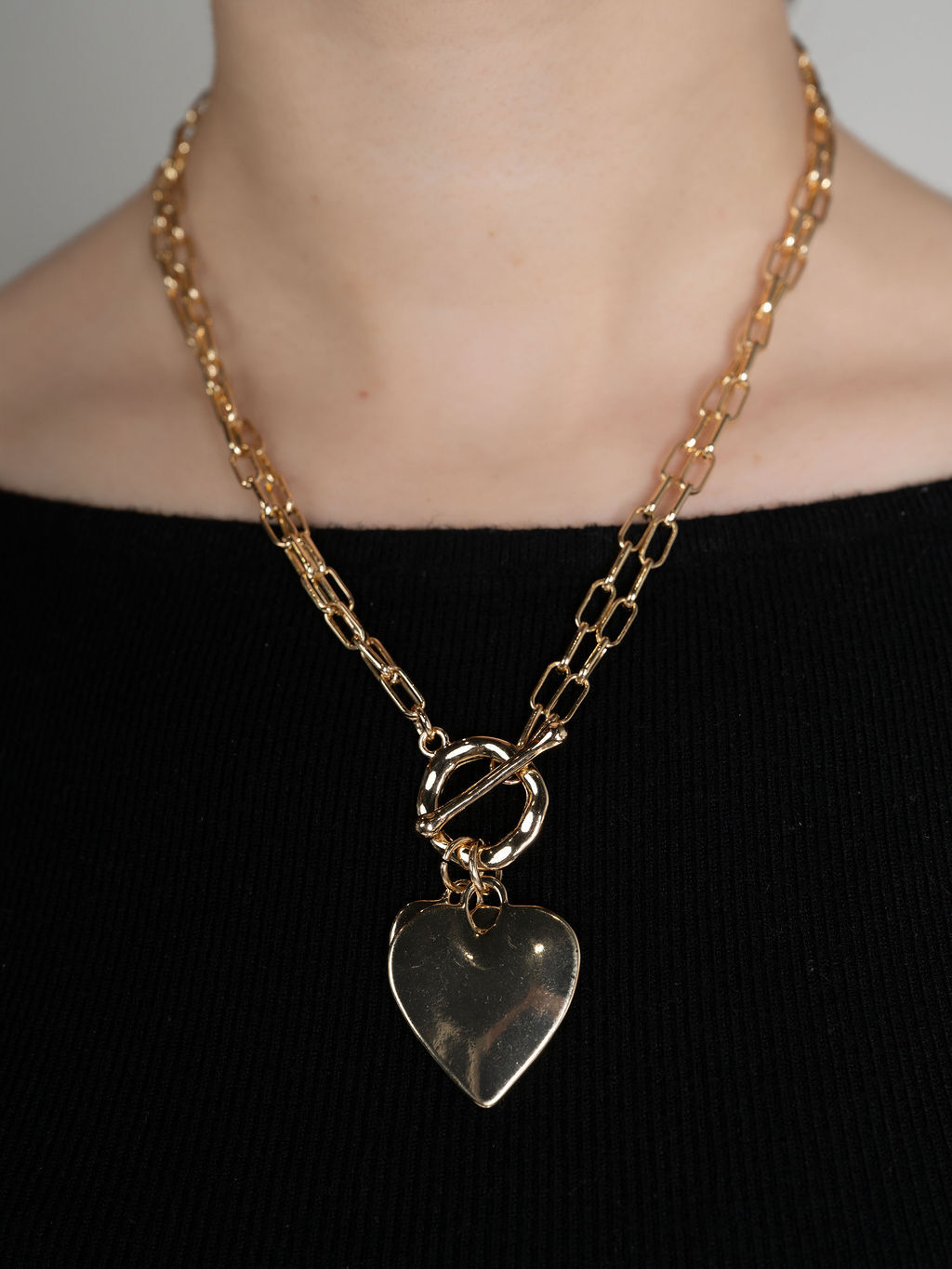 Heart Pendant Ring Closure Necklace Set