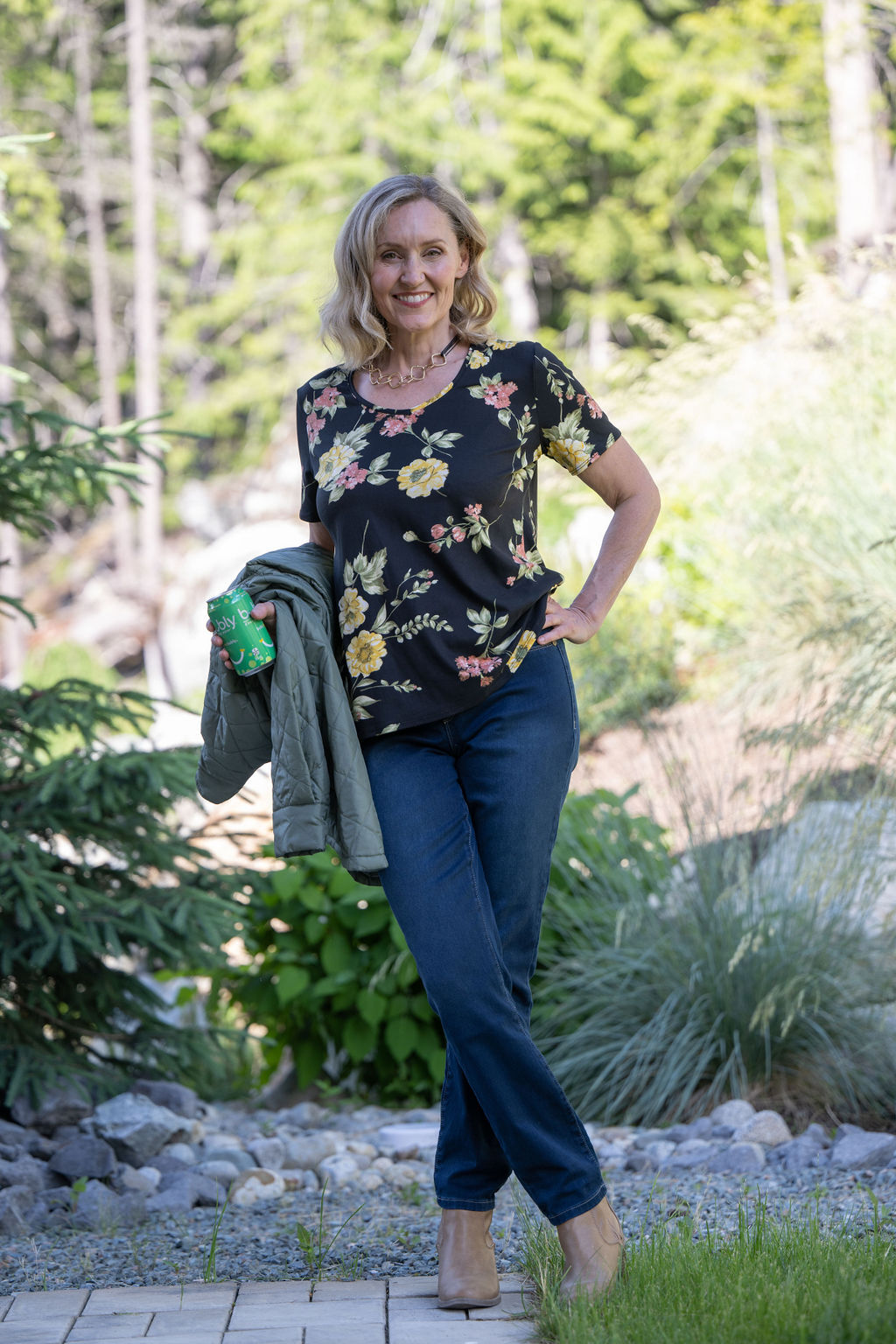 Floral Black V-Neck Top Image 2