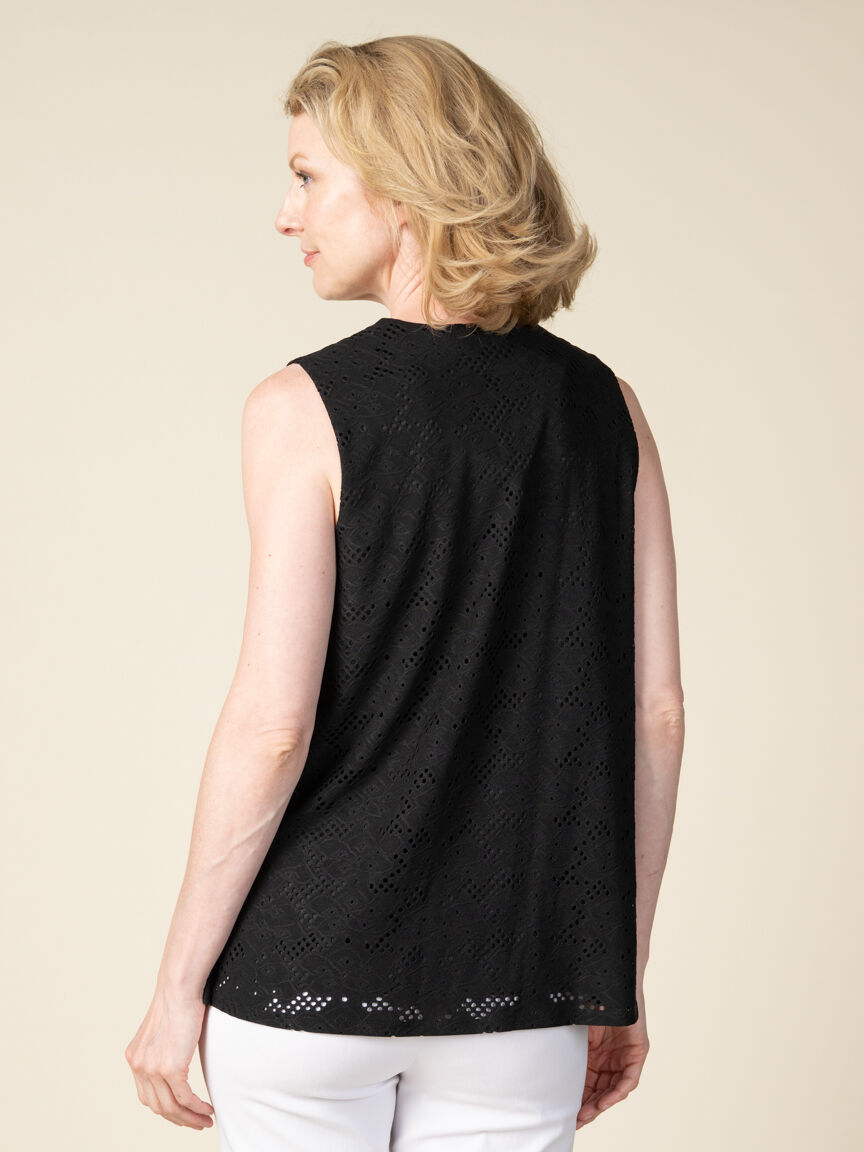 Sleeveless V Neck Top With Eyelet Lace Image 4