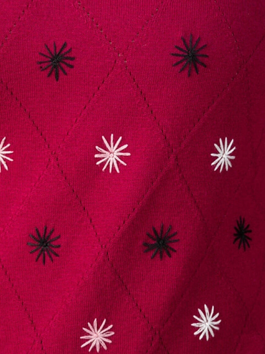 3/4 Sleeve Flower Embroidered Sweater