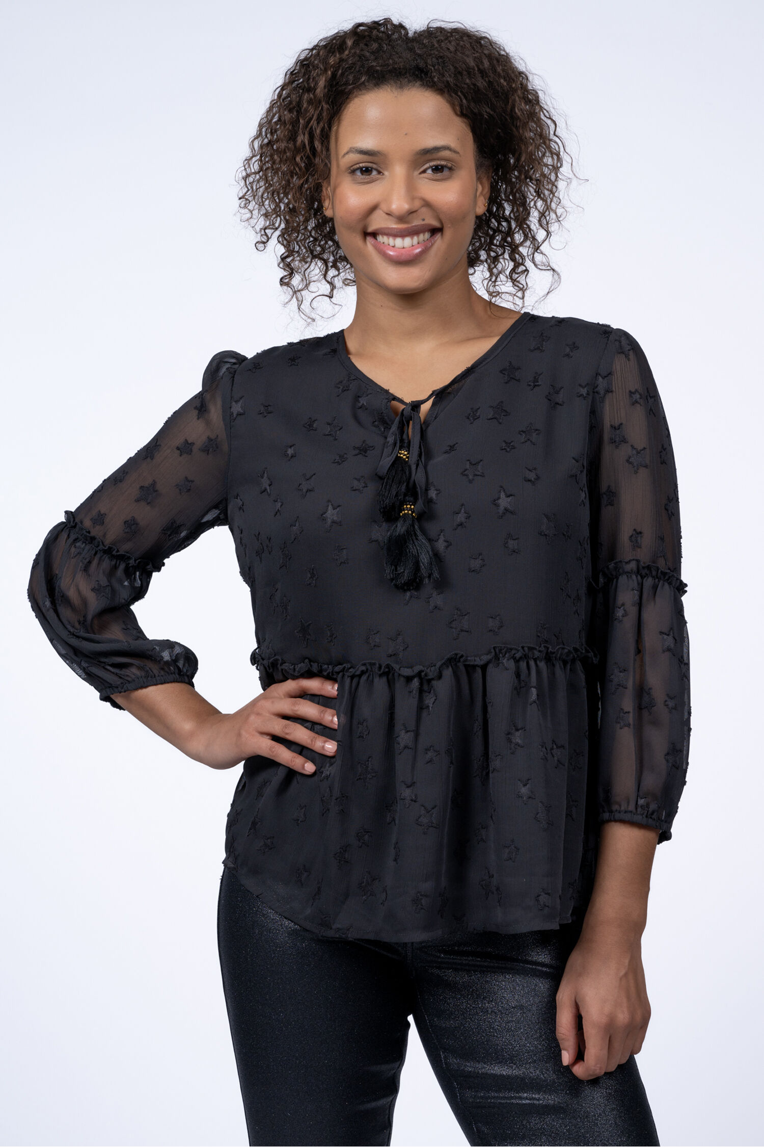 Ruffle Blouse w/ Tassels  Image 1