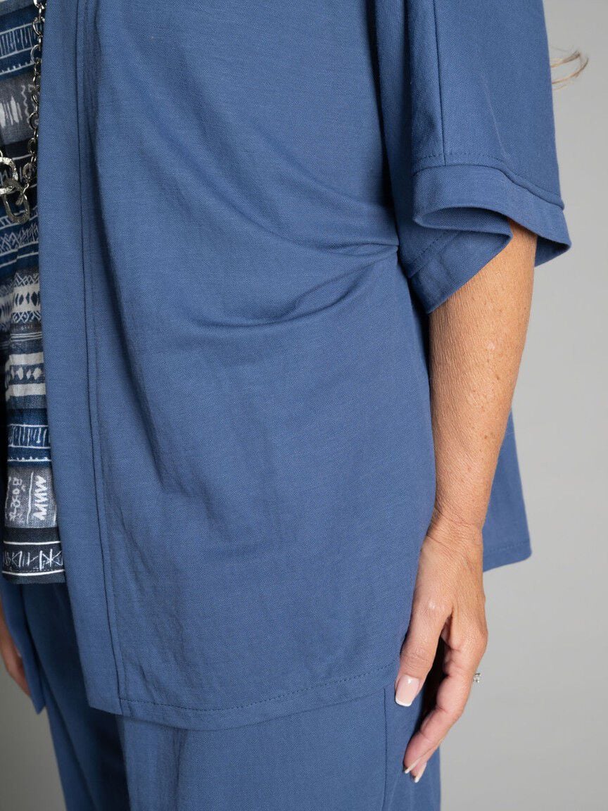 Open Front 3/4 Sleeve Cardigan