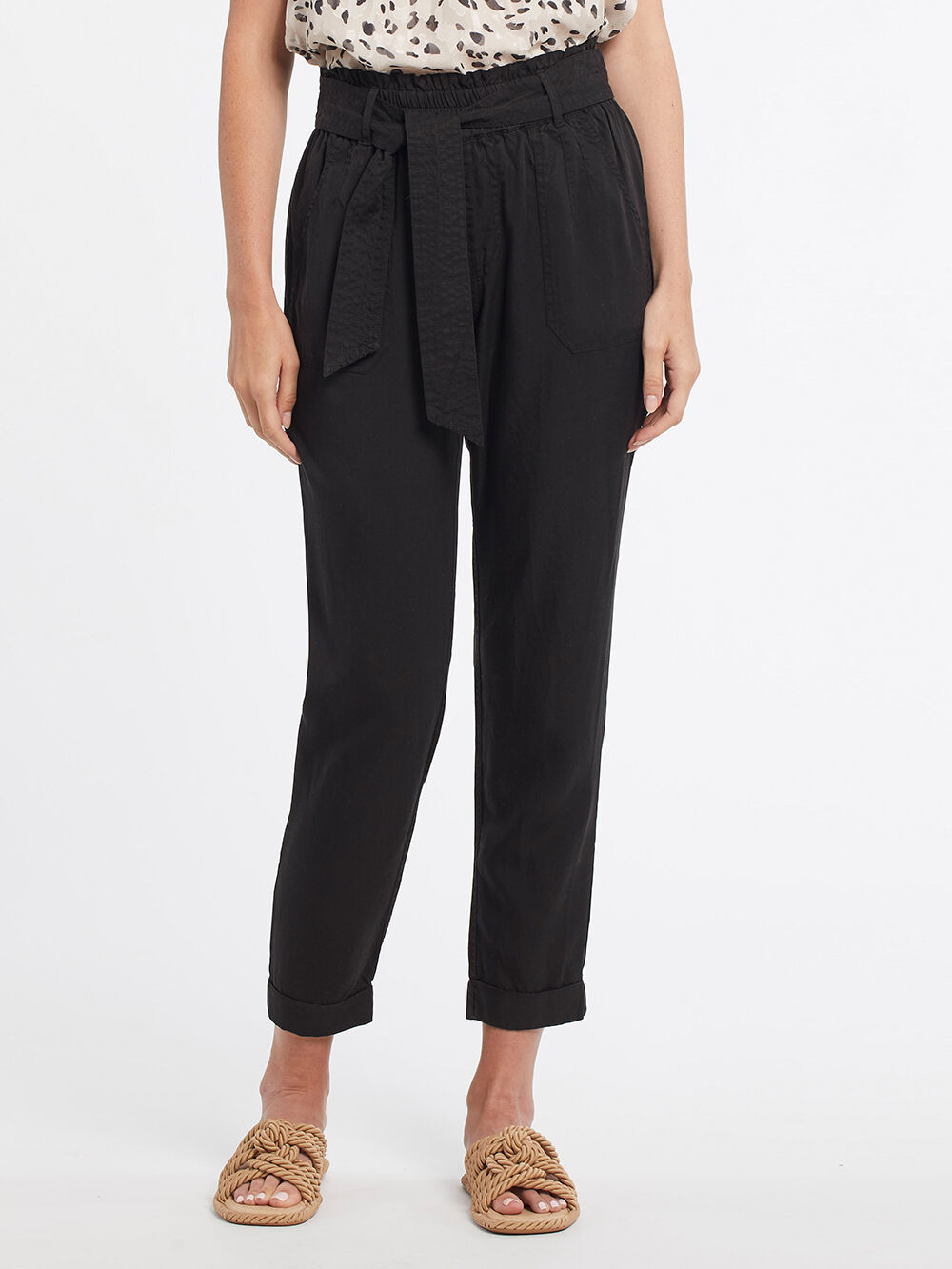 Black Paperbag Pants Image 1