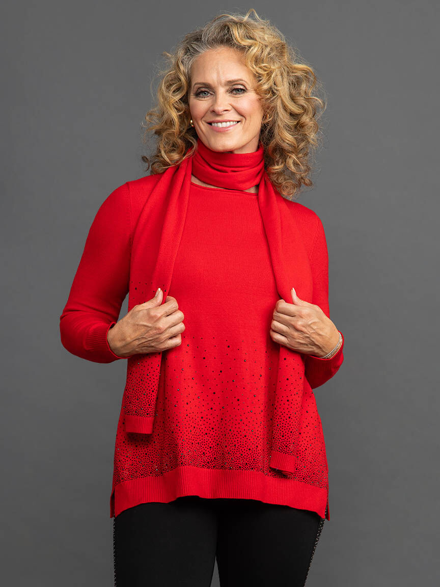 Long Sleeve Top with Matching Scarf Image 2