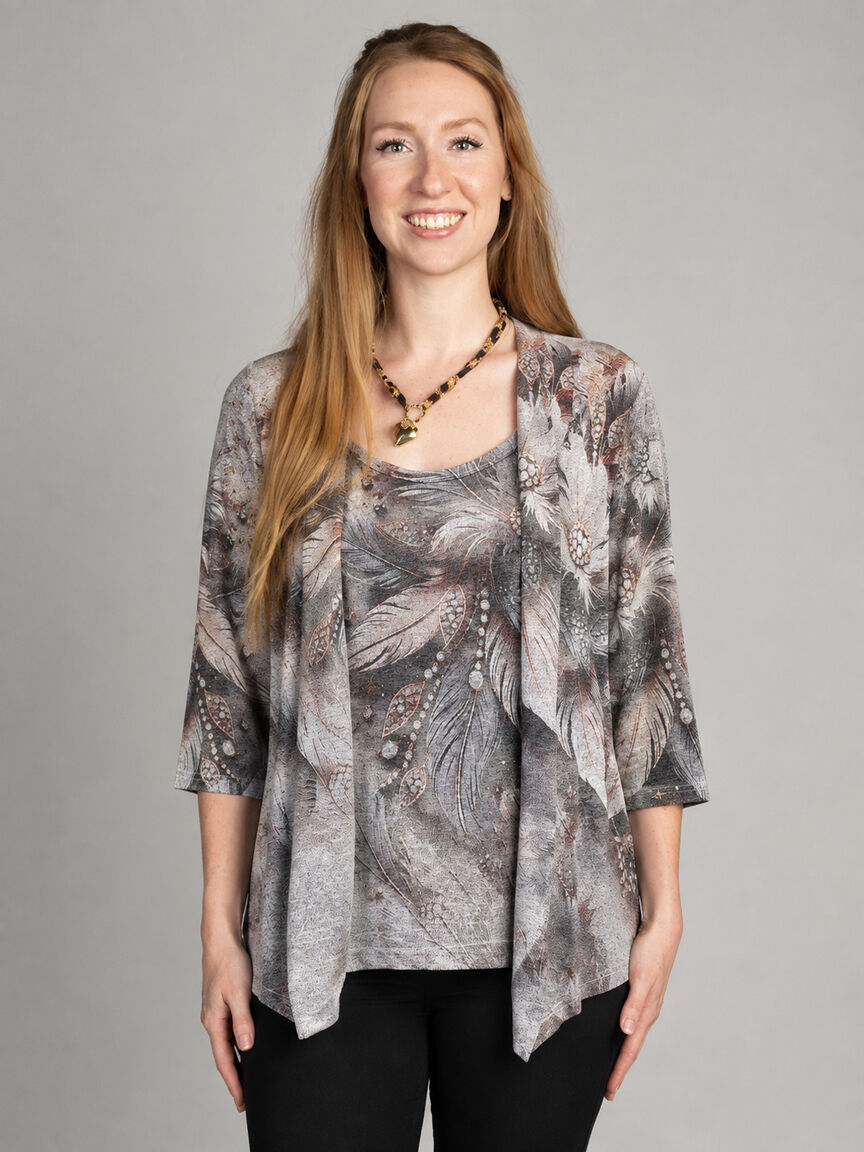 3/4 Sleeve Printed Foolers Top