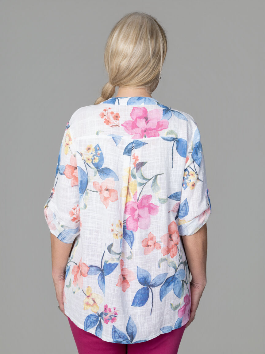 3/4 Sleeve Blouse With Sequin Pocket