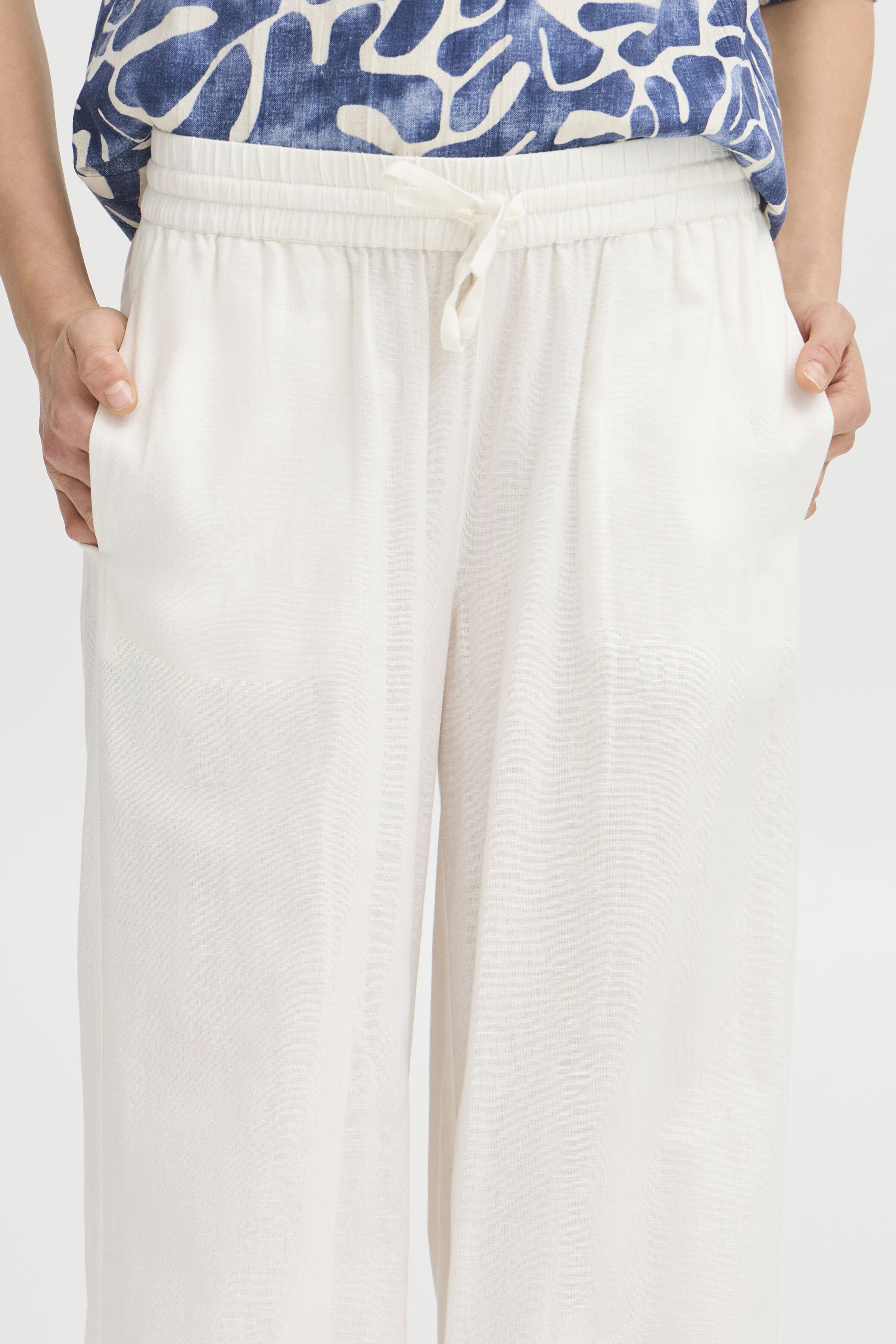 Cotton Linen Blend Pull On Pants Image 3