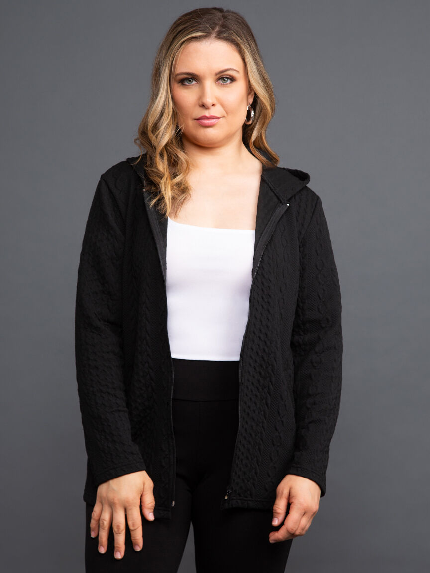 Cable Knit Zip-Up Hoodie Image 5