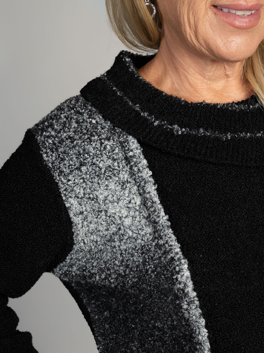 Mixed Media Cowl Neck Sweater