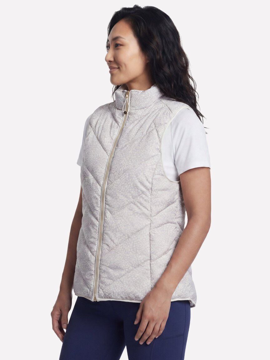 Sketchers Beige Print Puffer Vest 
