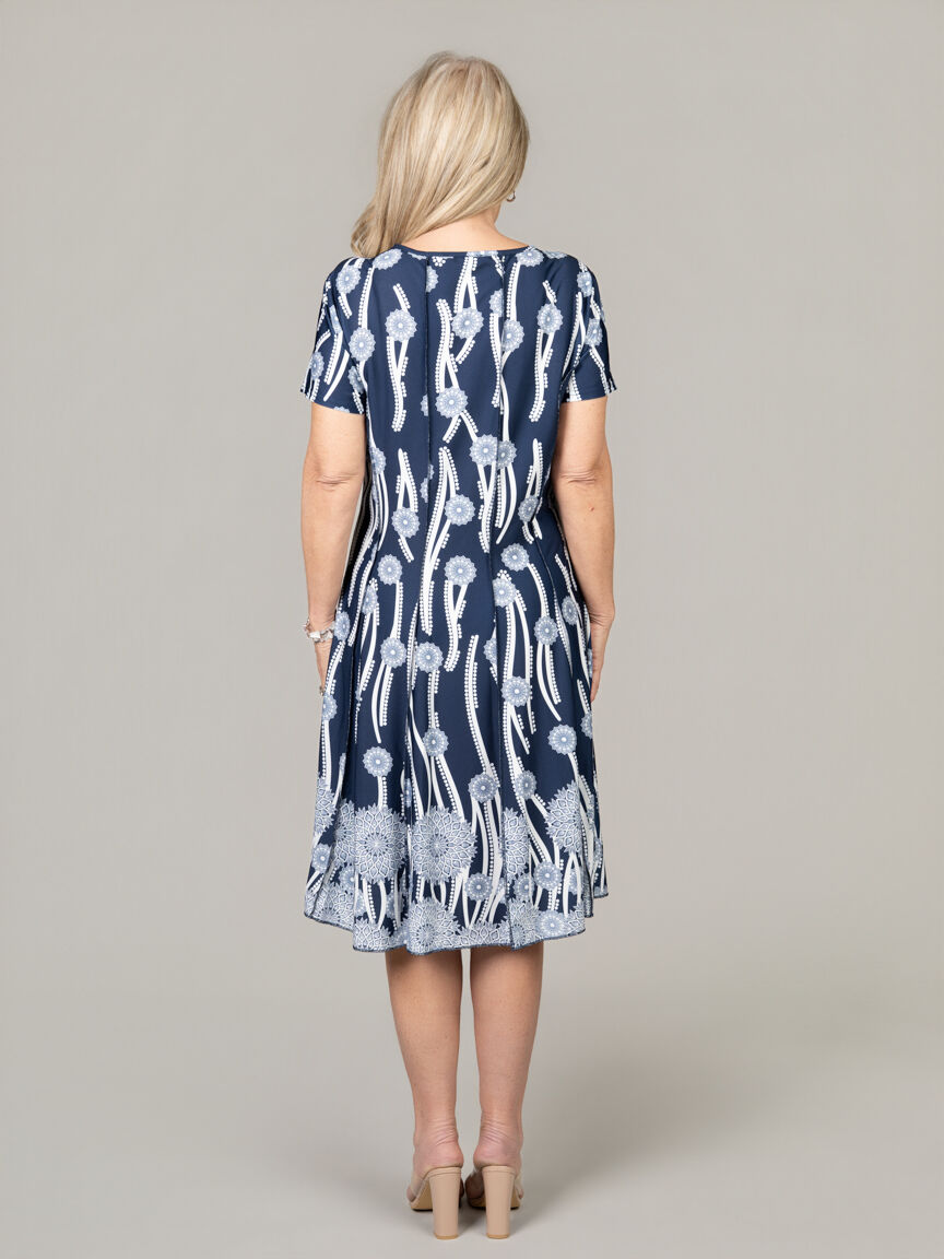 Short Sleeve Panelled Knee Dress