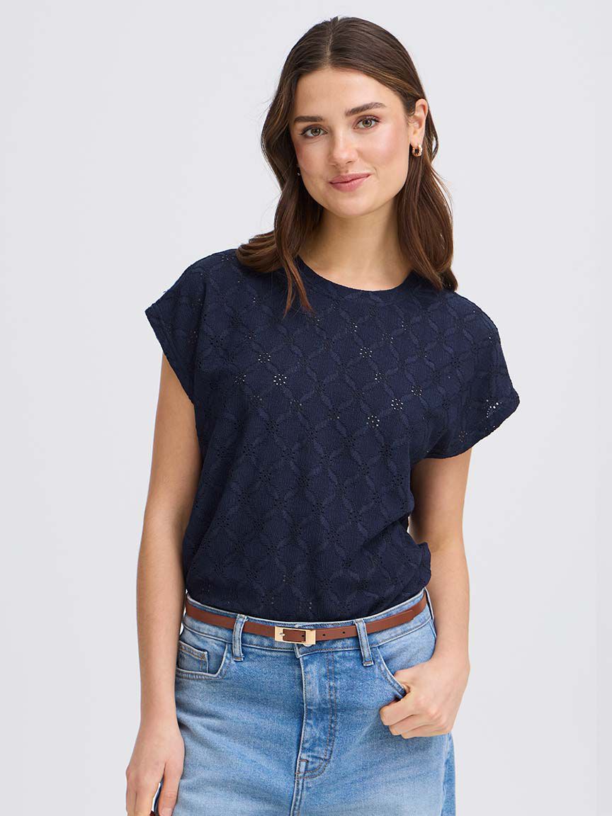 Short Sleeve Eyelet Top