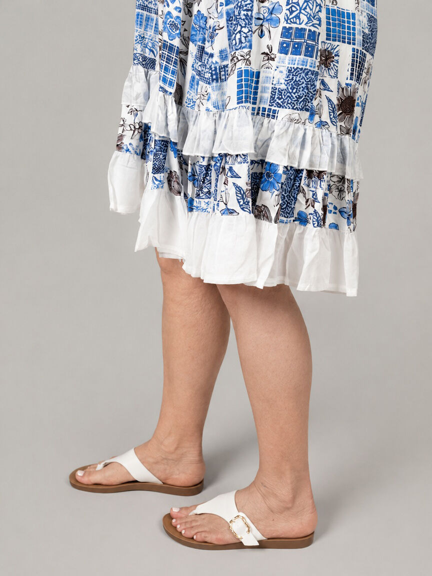 Ruffled Floral Layered Hem Dress
