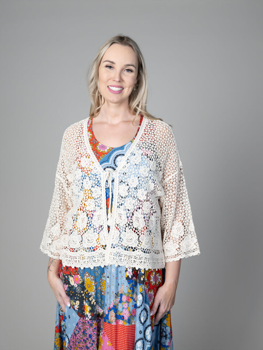Crochet Cardigan With Tie Front