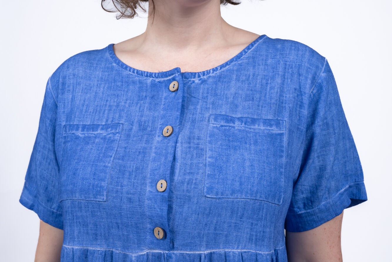 Button-Up Linen Blend Midi Dress Image 2