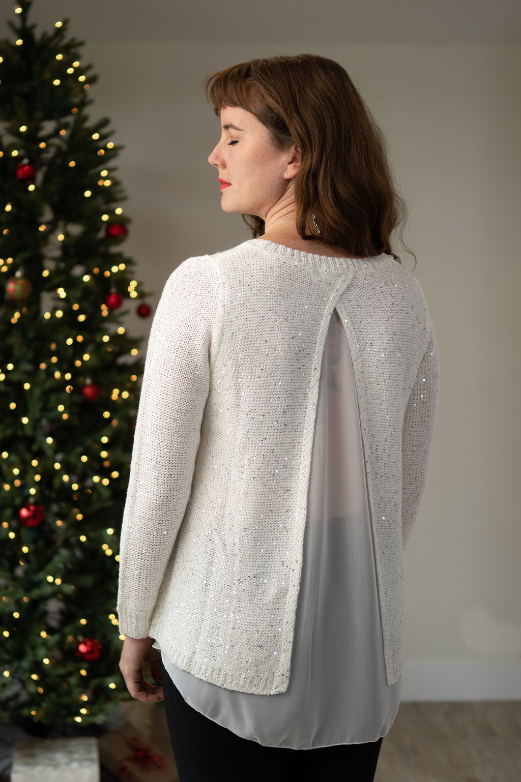 Sparkly Sequin Chiffon Sweater Image 2