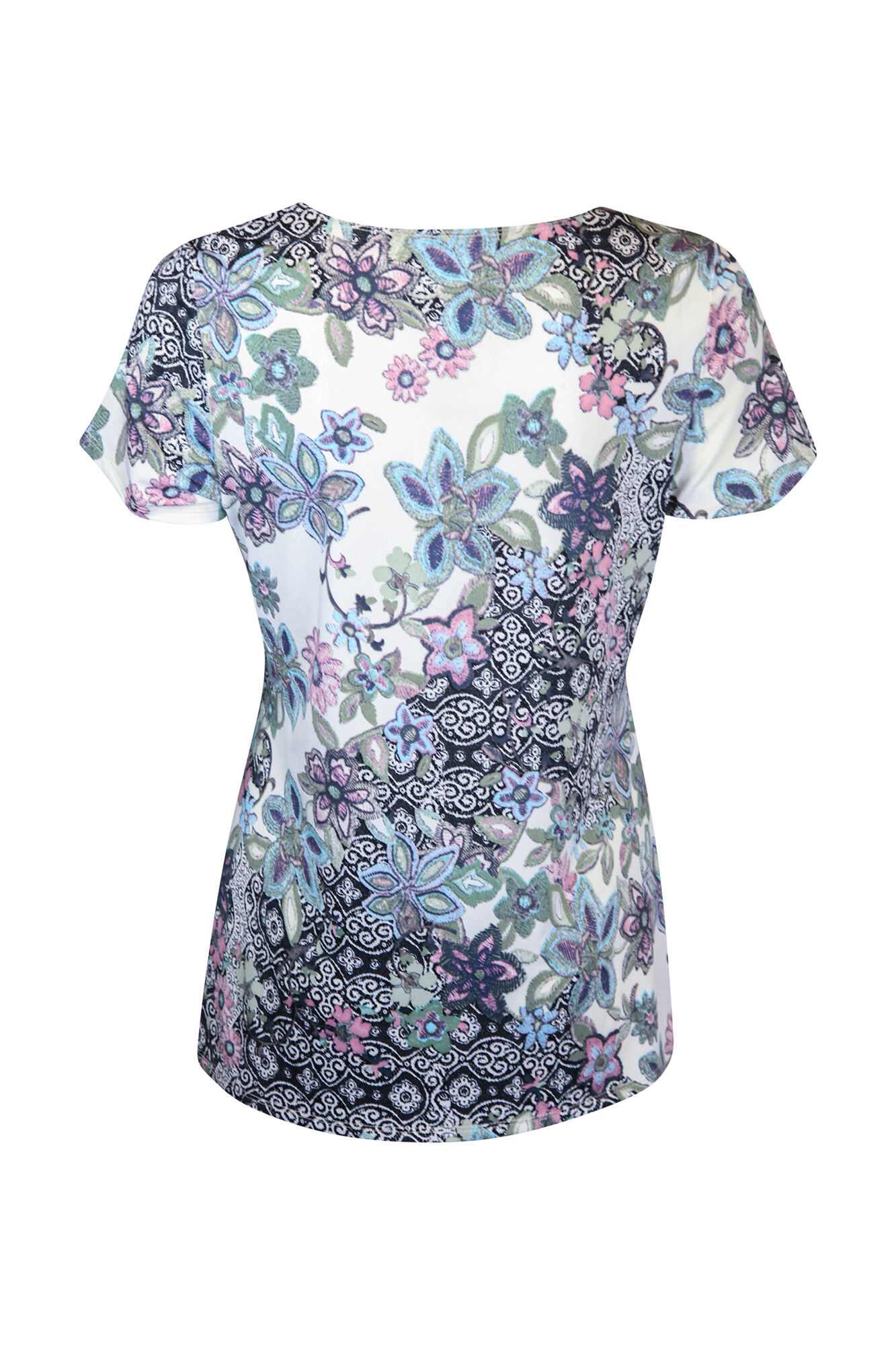 Sweetheart Neckline Short Sleeve Printed Top Image 2