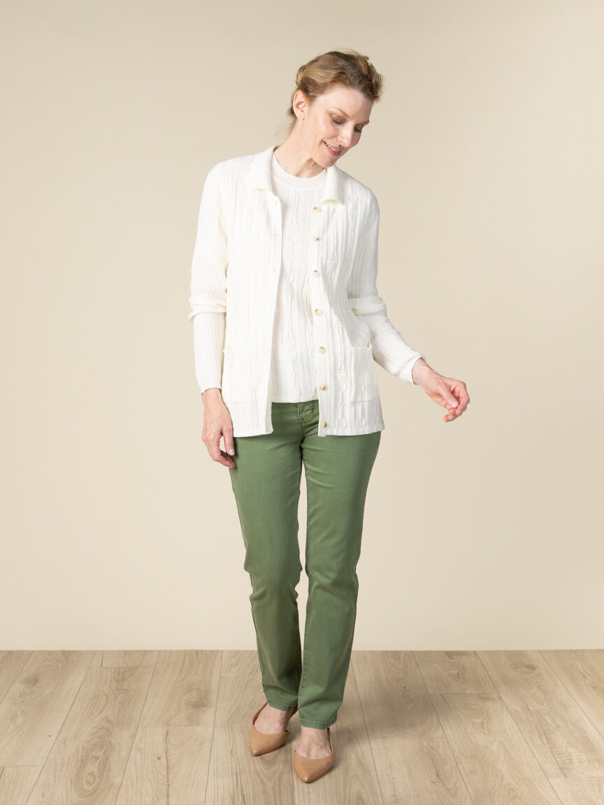 Long Sleeve Cable Knit Sweater Twin Set