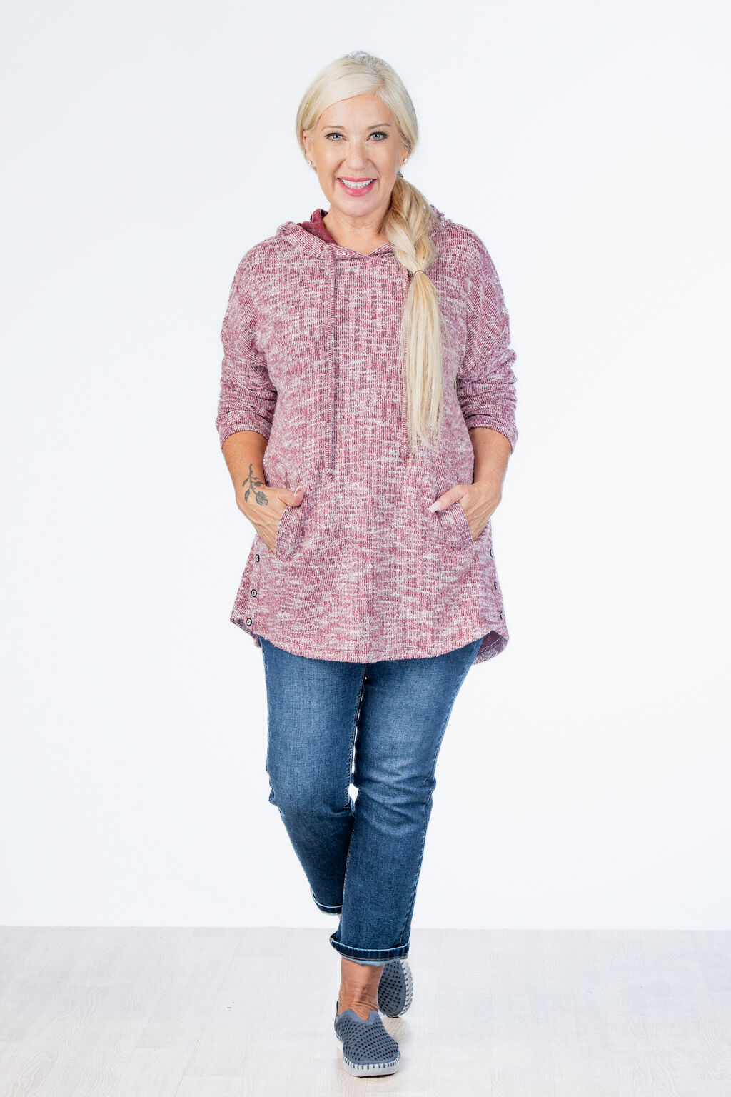 Heathered Hoodie Sweater Image 3