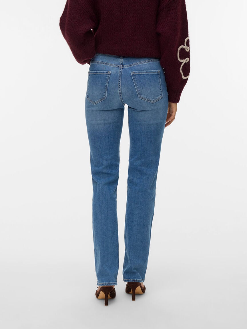 Mid Rise Straight Cut Jeans