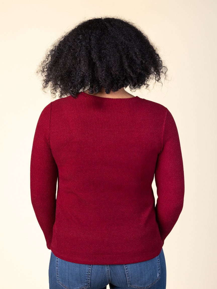 Asymmetrical Long Sleeve Top With Buttons