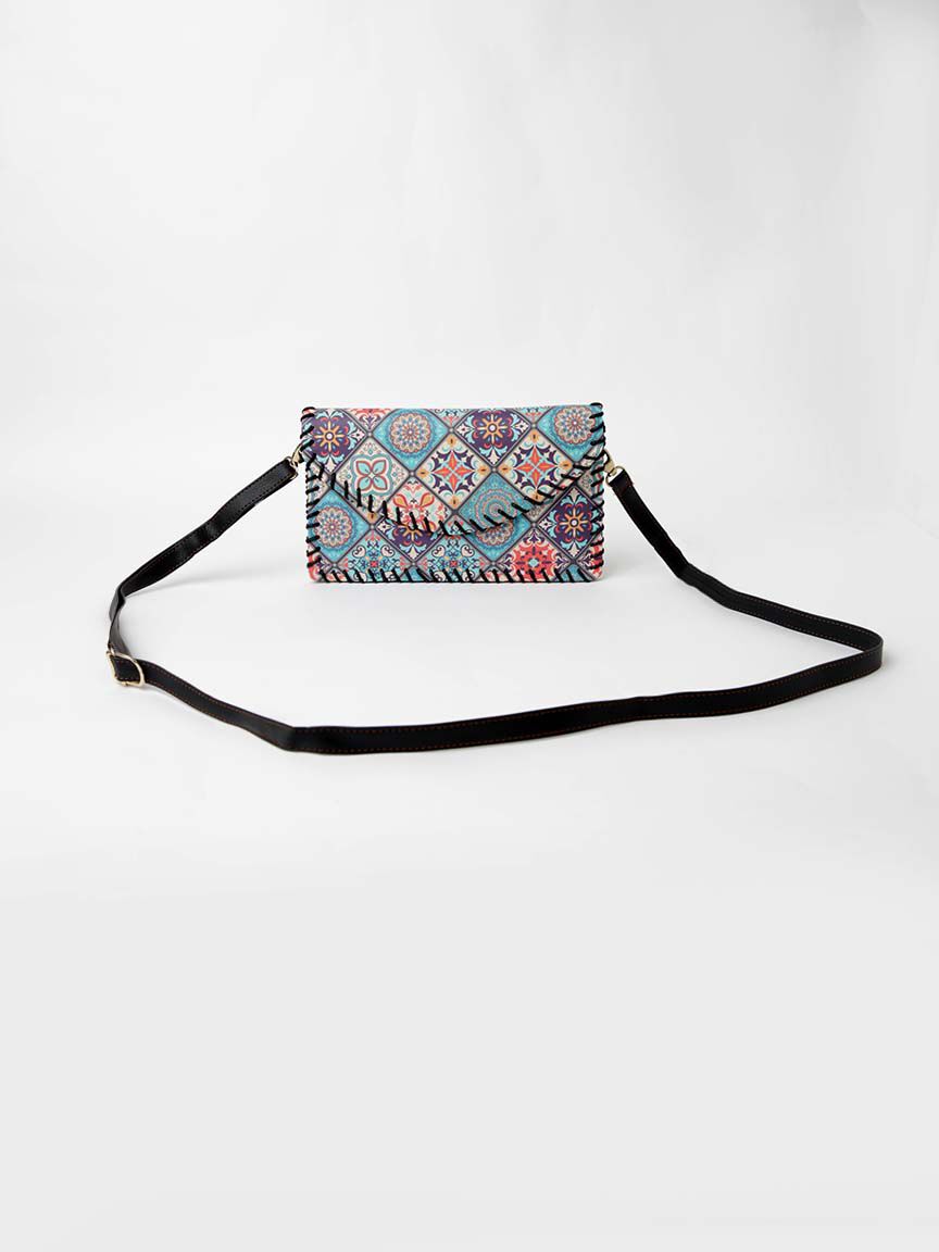 Mosaic Print Vegan Leather Crossbody Bag Image 1