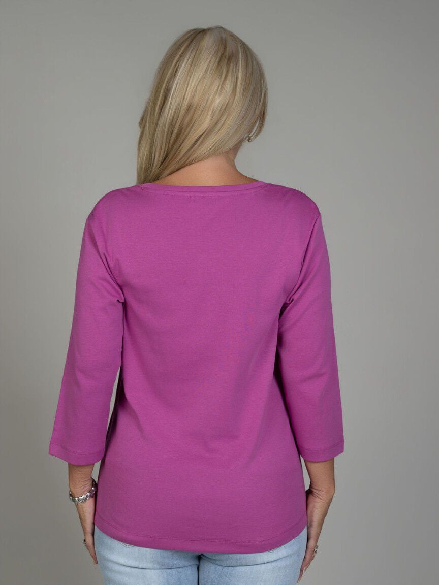 3/4 Sleeve Confetti Print Top