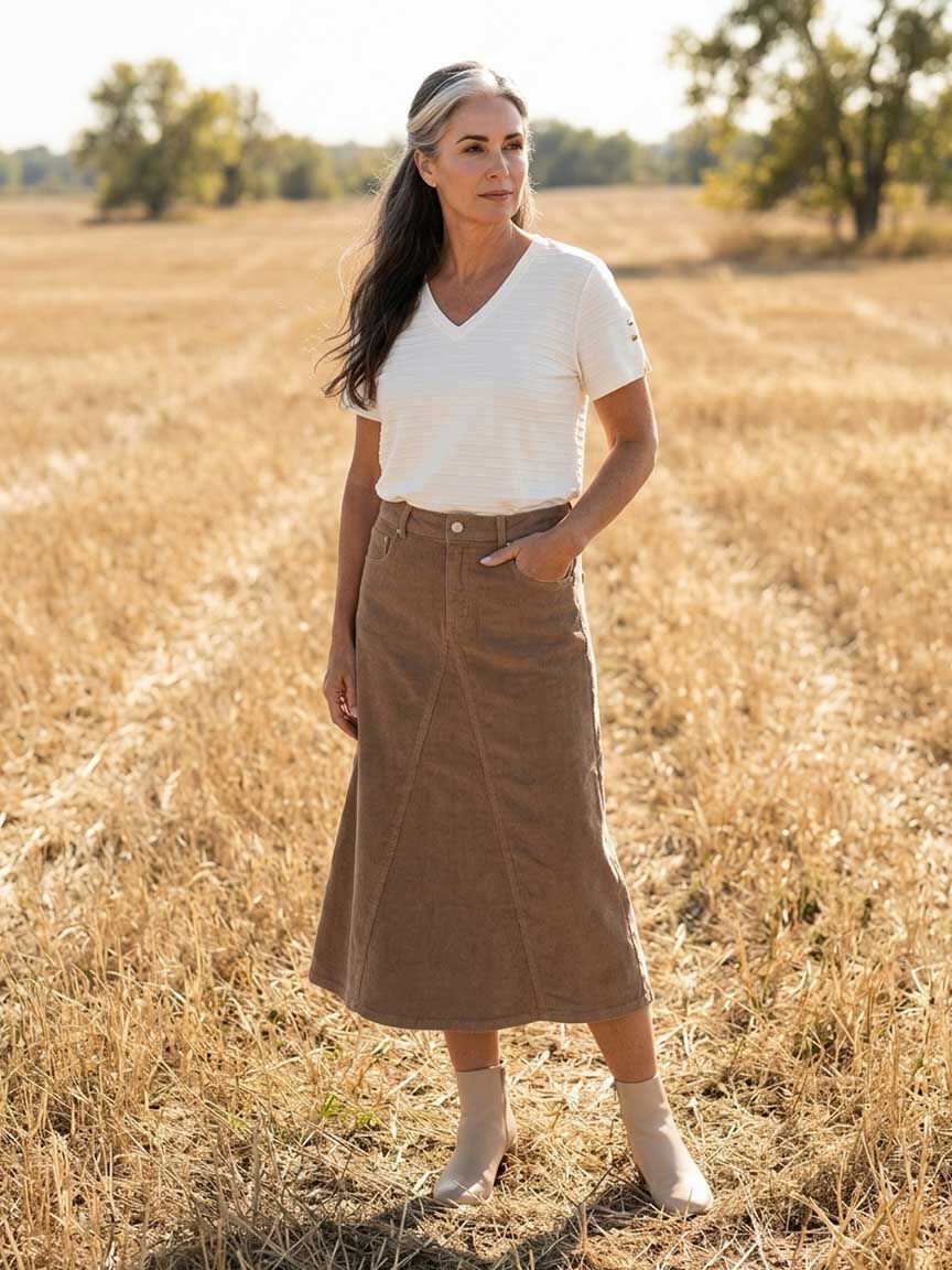 Midi Corduroy Skirt Image 1