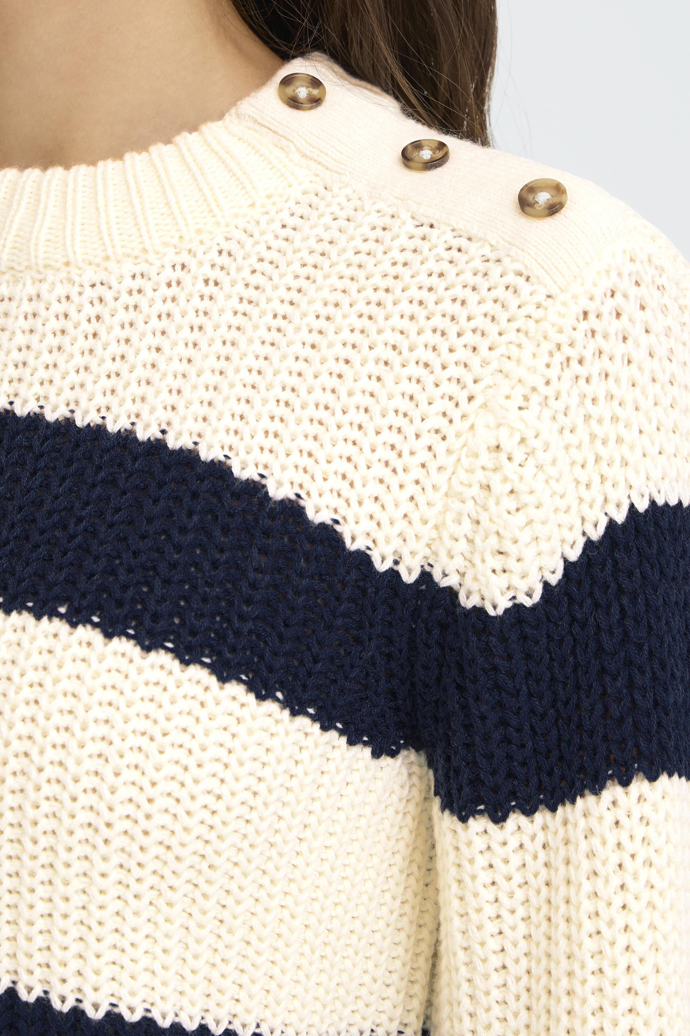 Knit Sweater With Button Shoulder Accents
