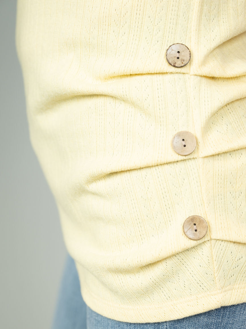 Cap Sleeve Top With Decorative Side Buttons