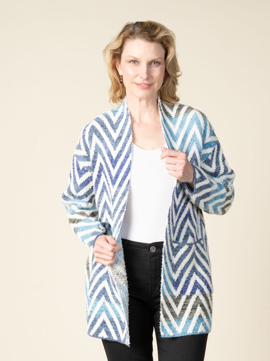 Chevron Open Front Cardigan