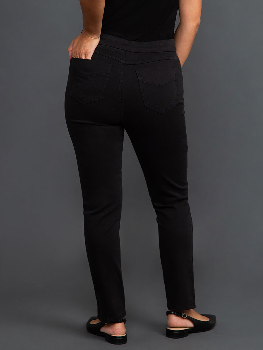 Pull-On Denim Ankle Pants Image 4