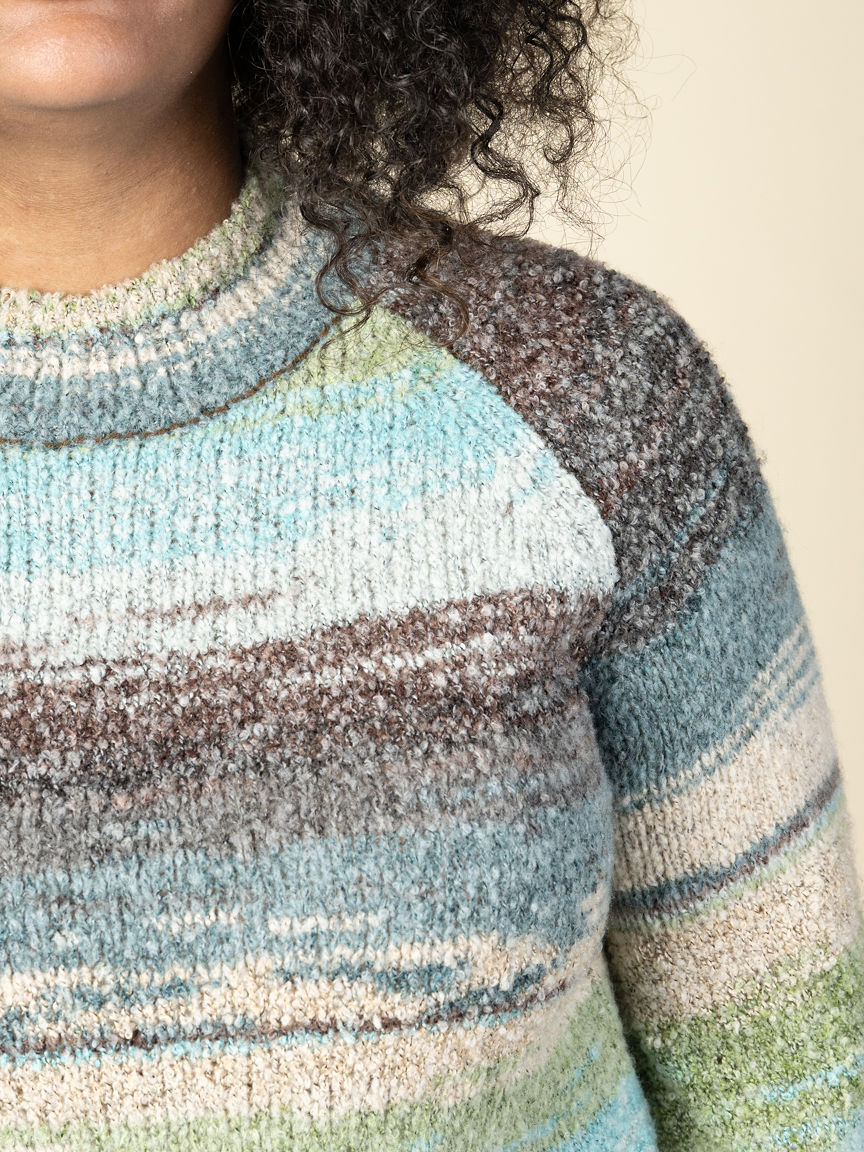 Boucle Yarn Mock Neck Puff Sleeve Sweater