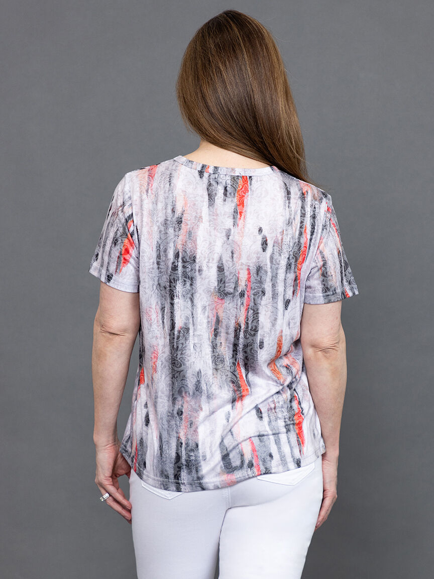 Short Sleeve Burnout Top with Hotfix