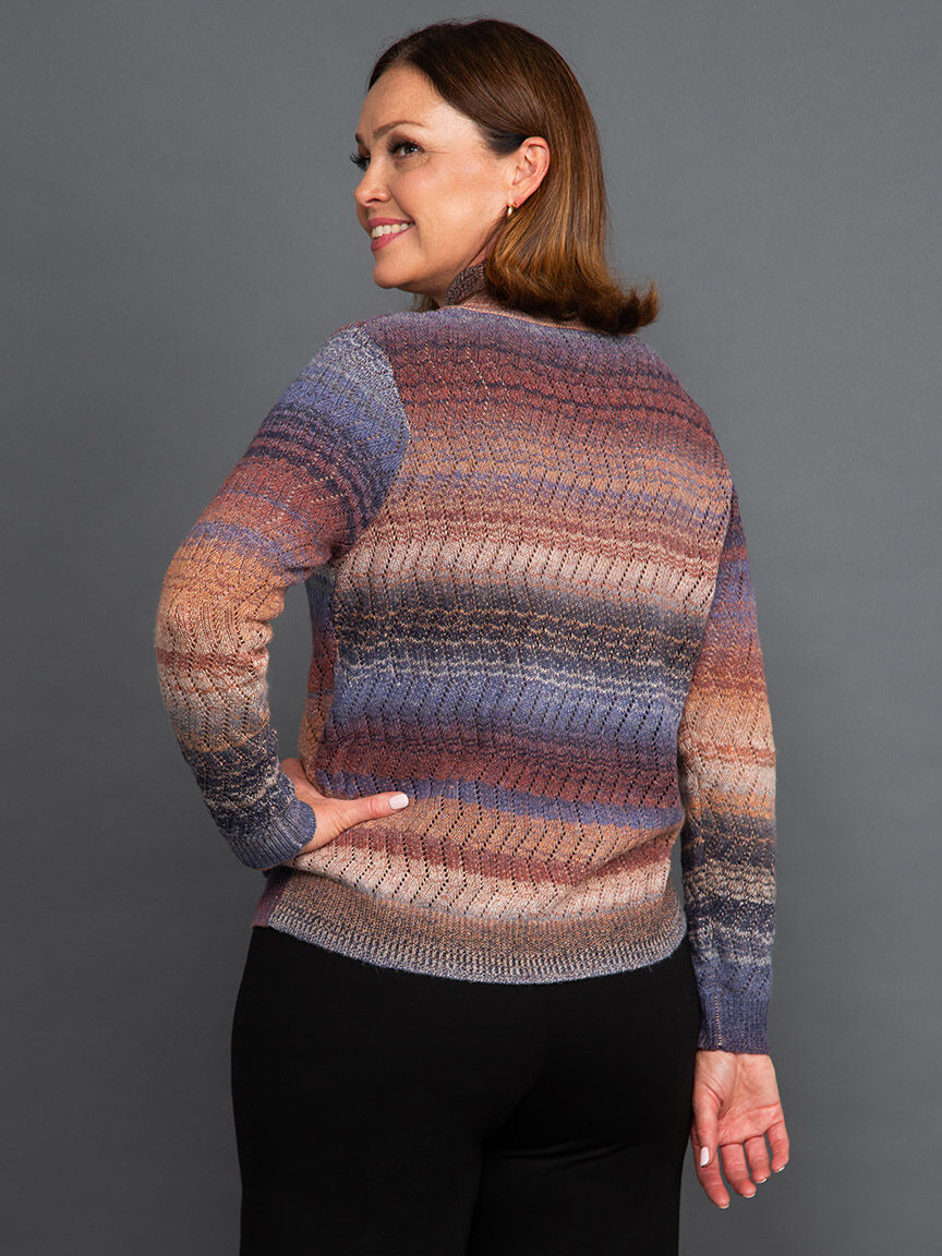 Open Knit Ombre Mock Neck Sweater Image 4