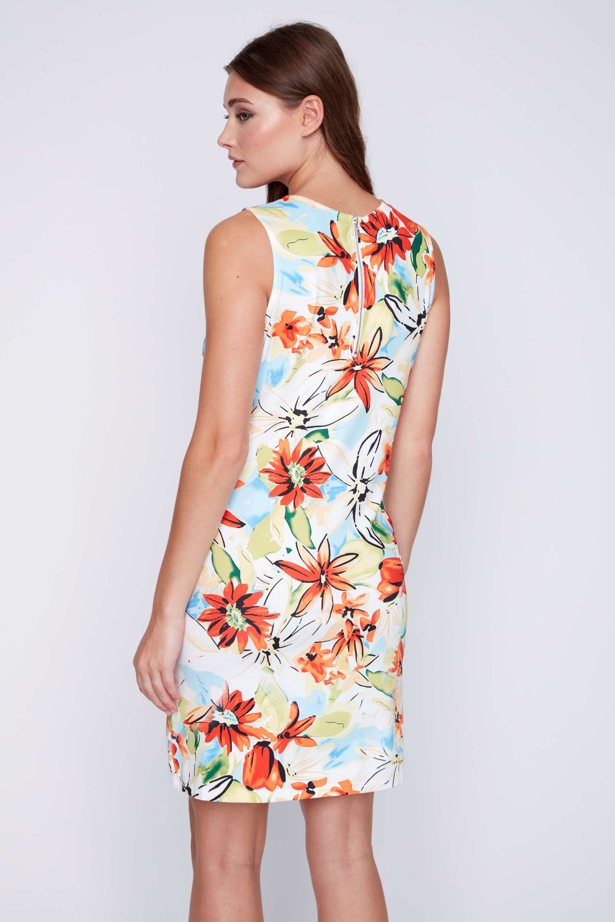 Sleeveless Lace Overlay Shift Dress Image 2