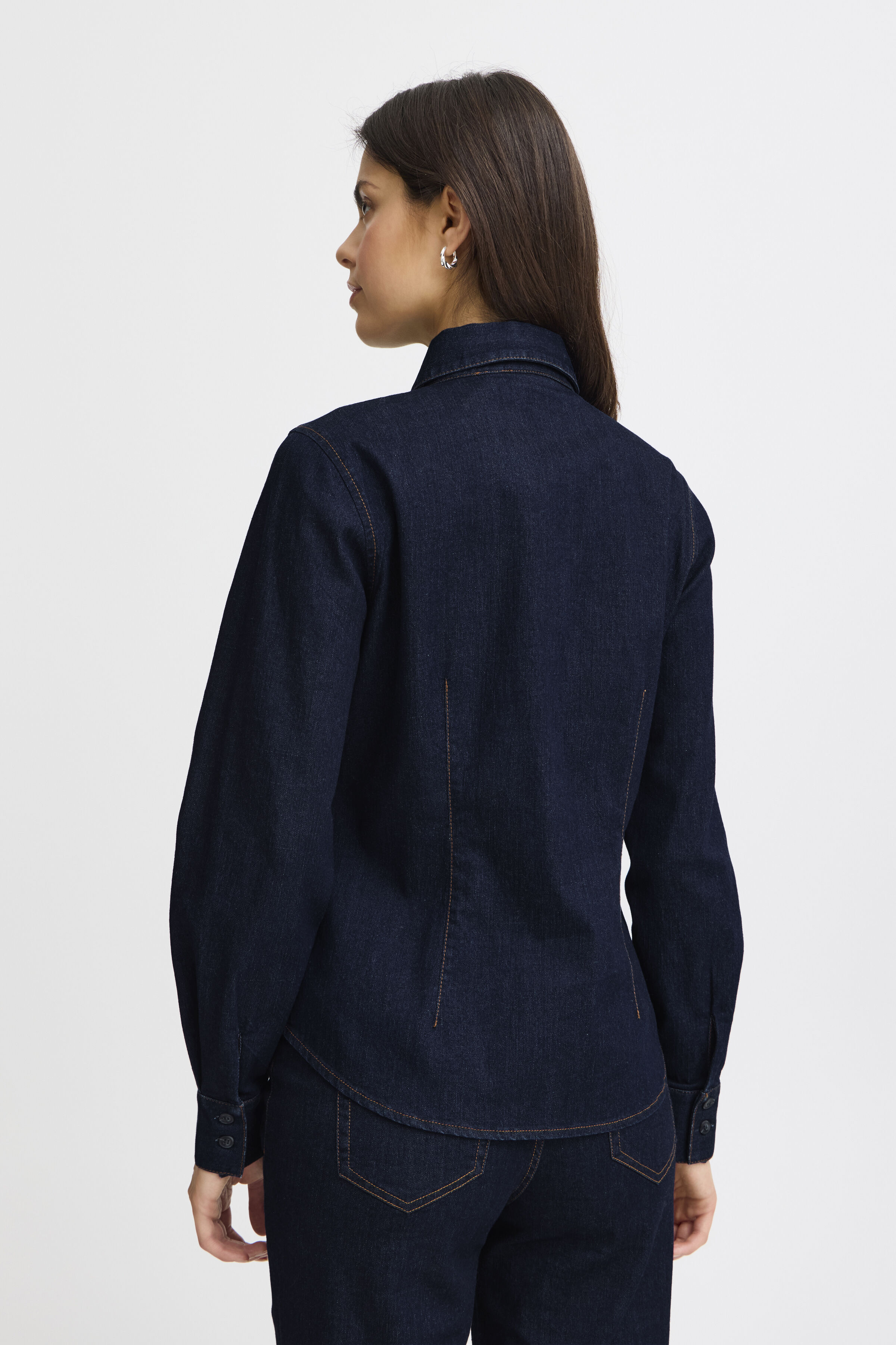 Button-Up Denim Blouse Image 3