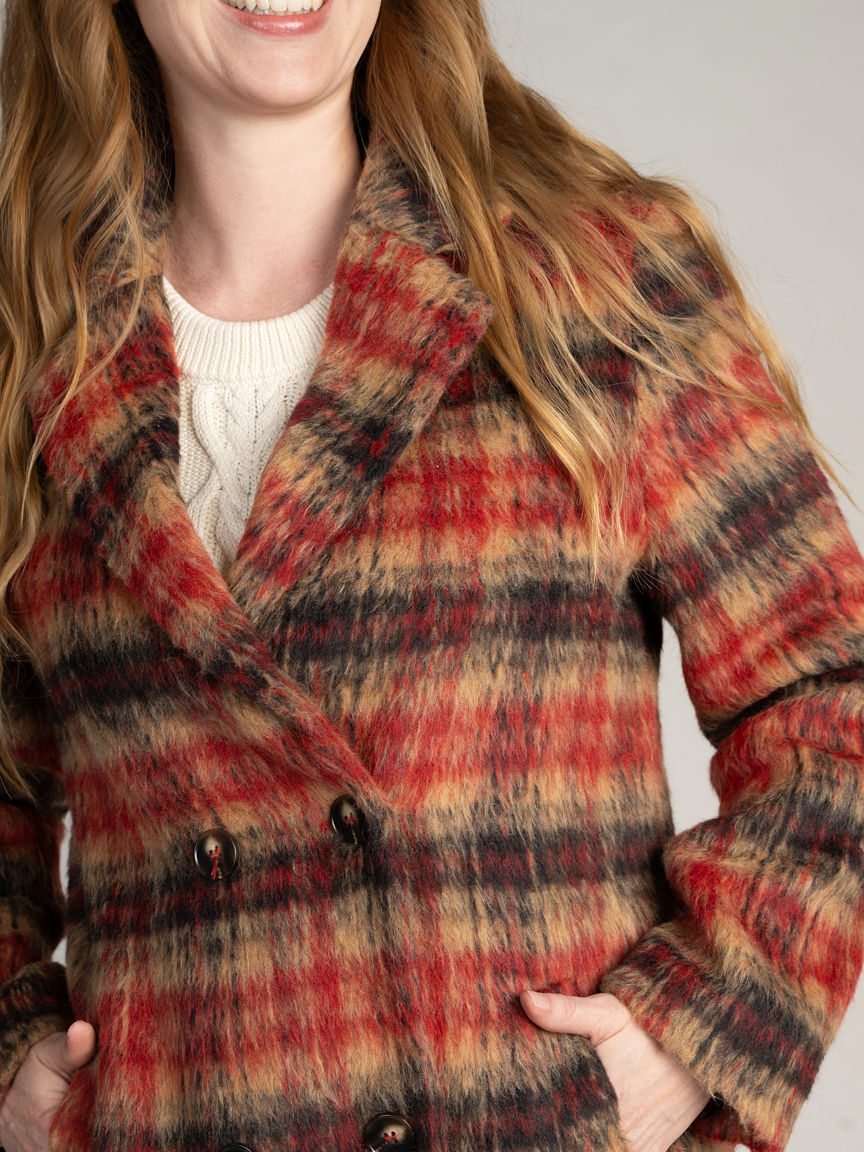 Plaid Double Breasted Coat