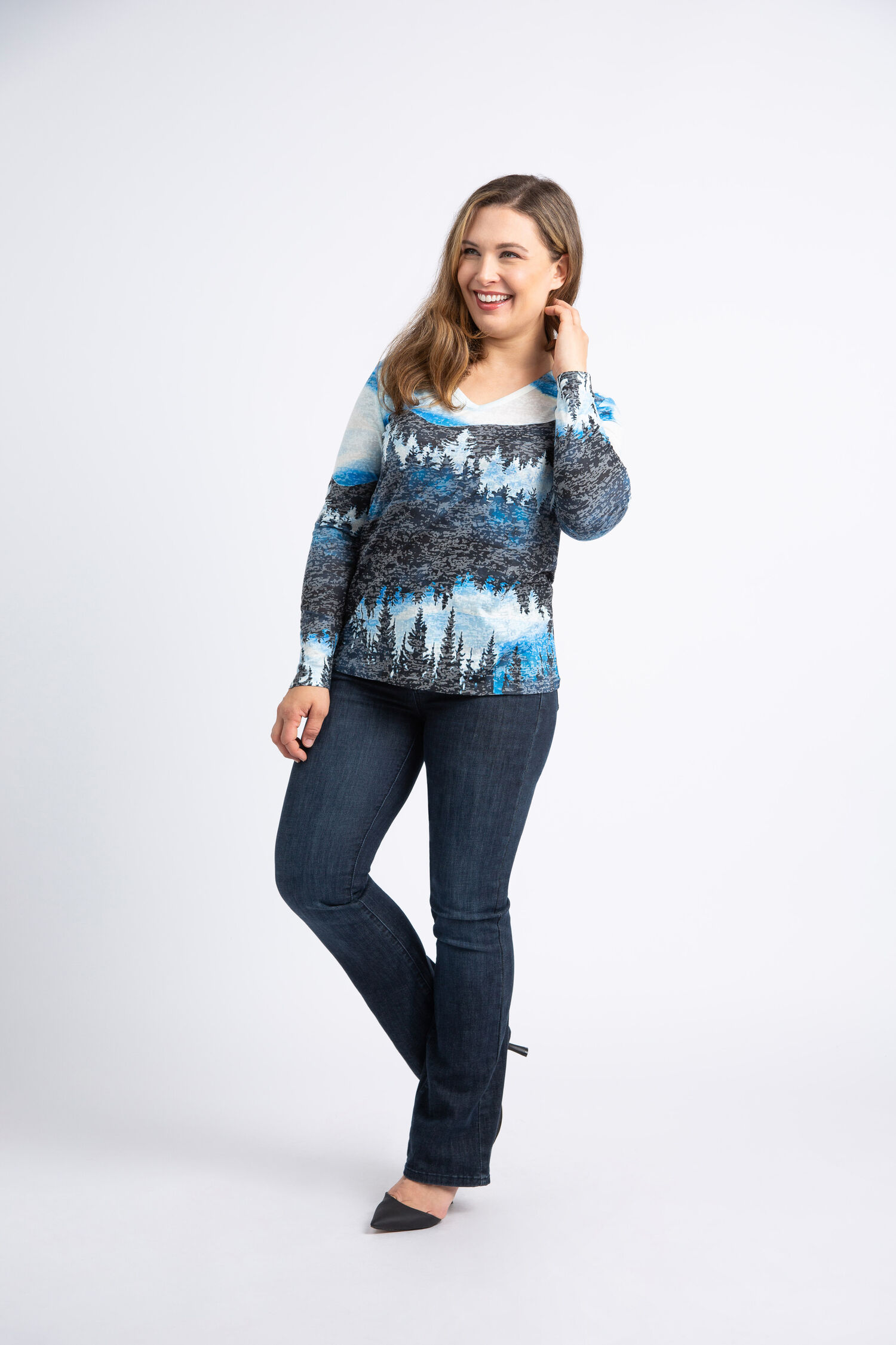 Long Sleeve Mountain Burnout Top Image 1