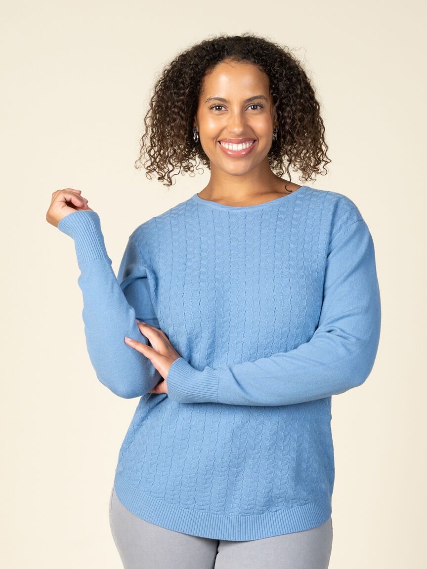 Long Sleeve Shirttail Crew Neck Top