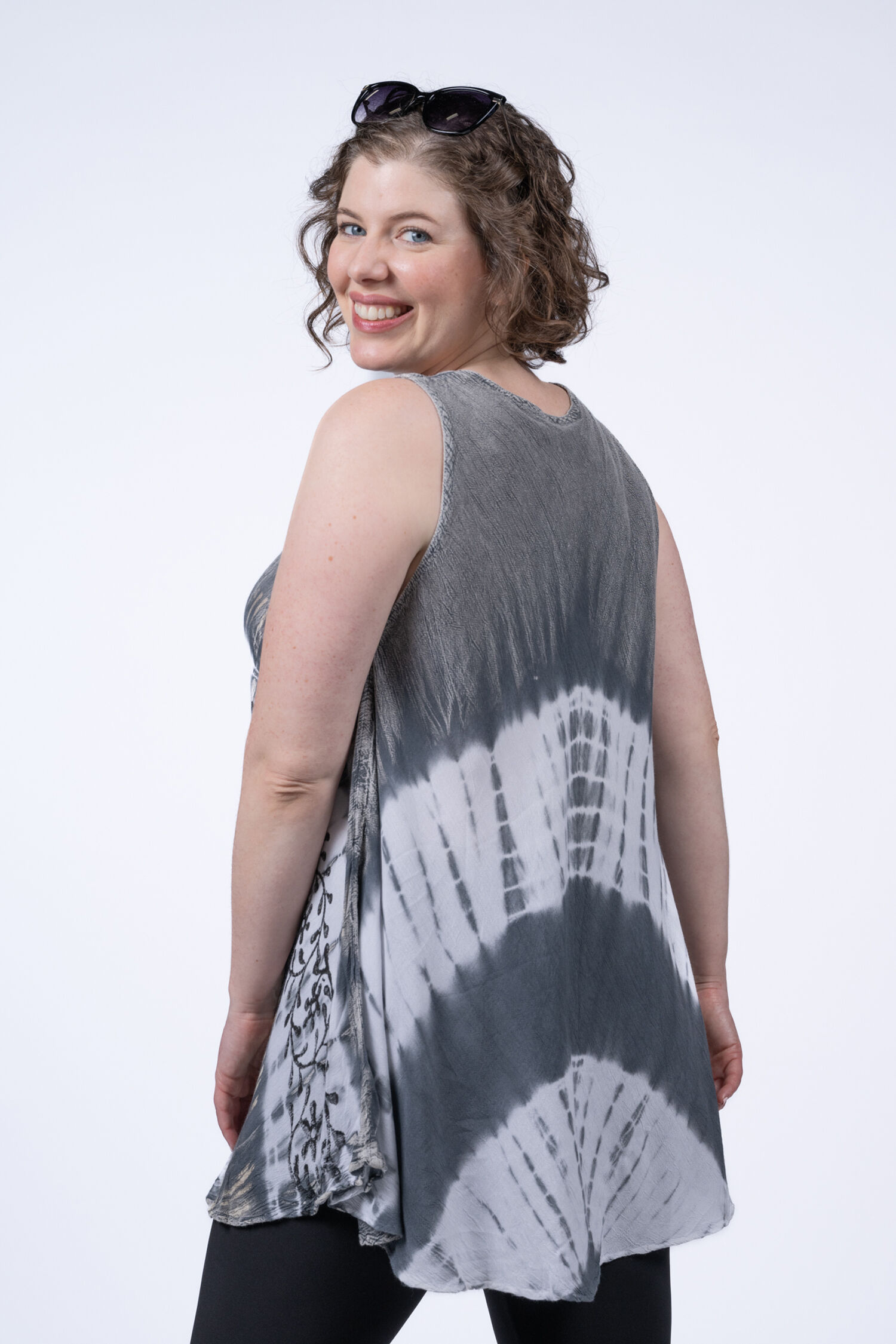 Sleeveless Tie-Dye Umbrella Tunic Image 2