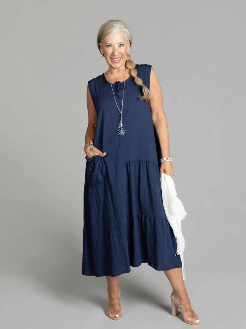 Sleeveless Midi Dress With Pocket Image 5