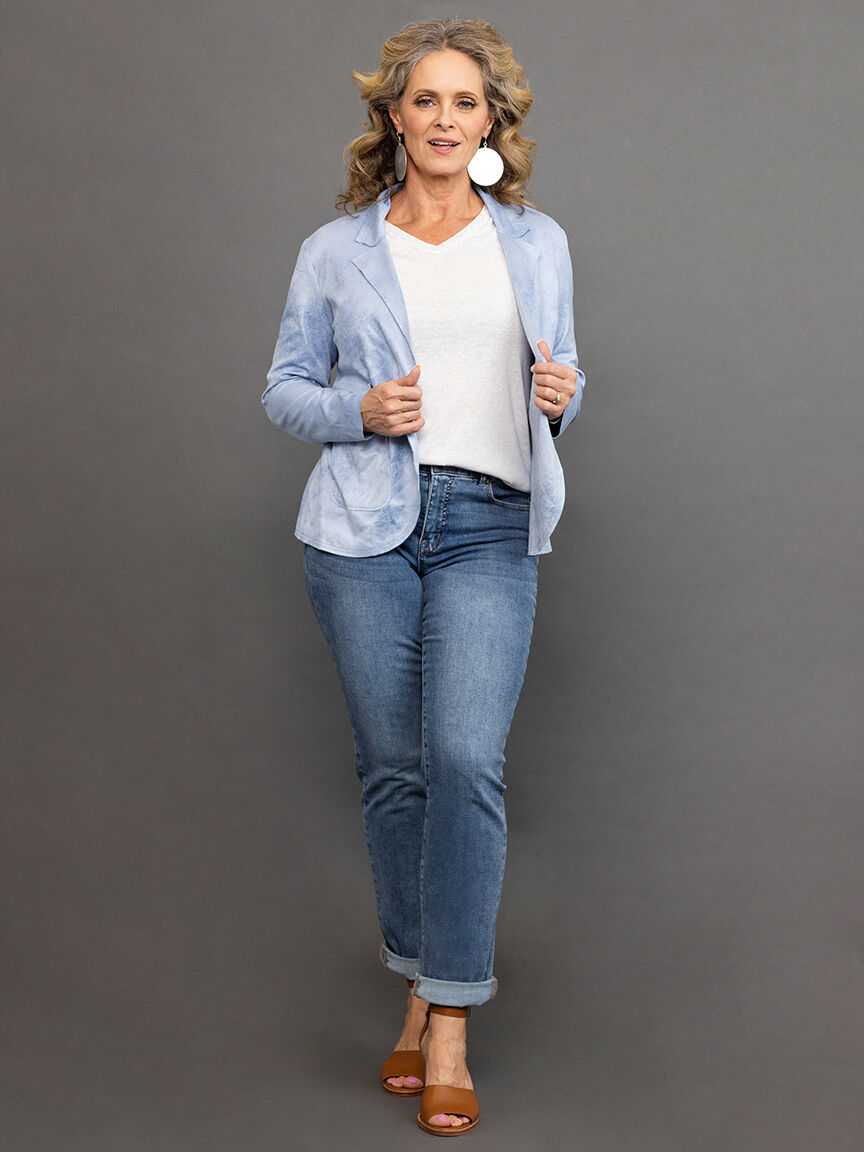 Long Sleeve Suede Blazer Image 1