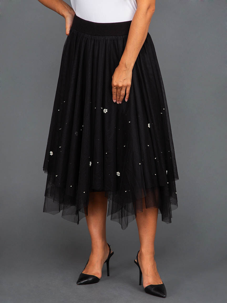 Beaded Tulle Midi Skirt Image 2