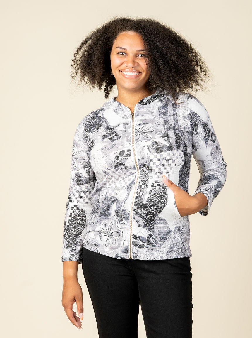 Long Sleeve Zip-Up Cardigan With Hood