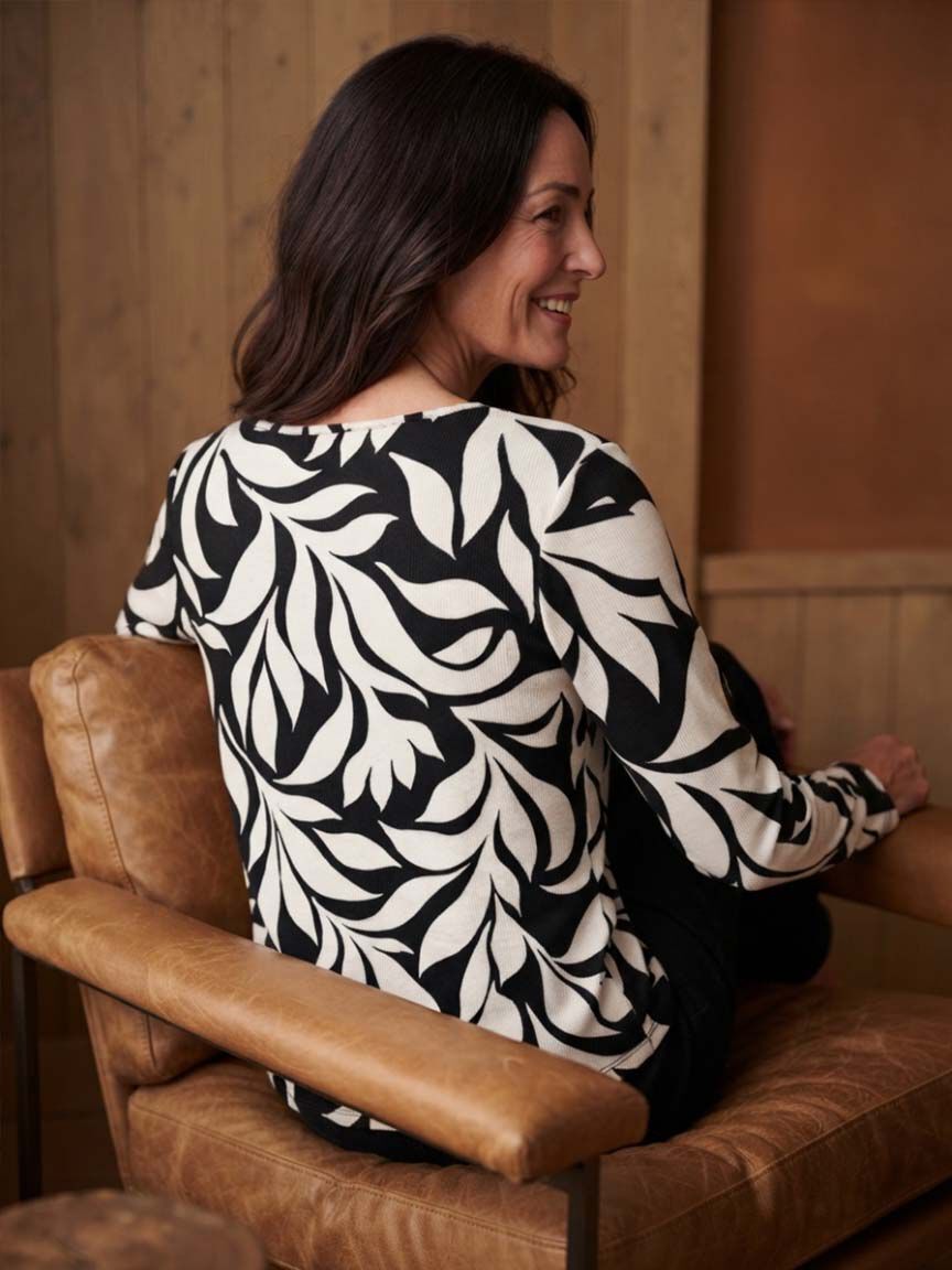 Long Sleeve Notched Neck Top