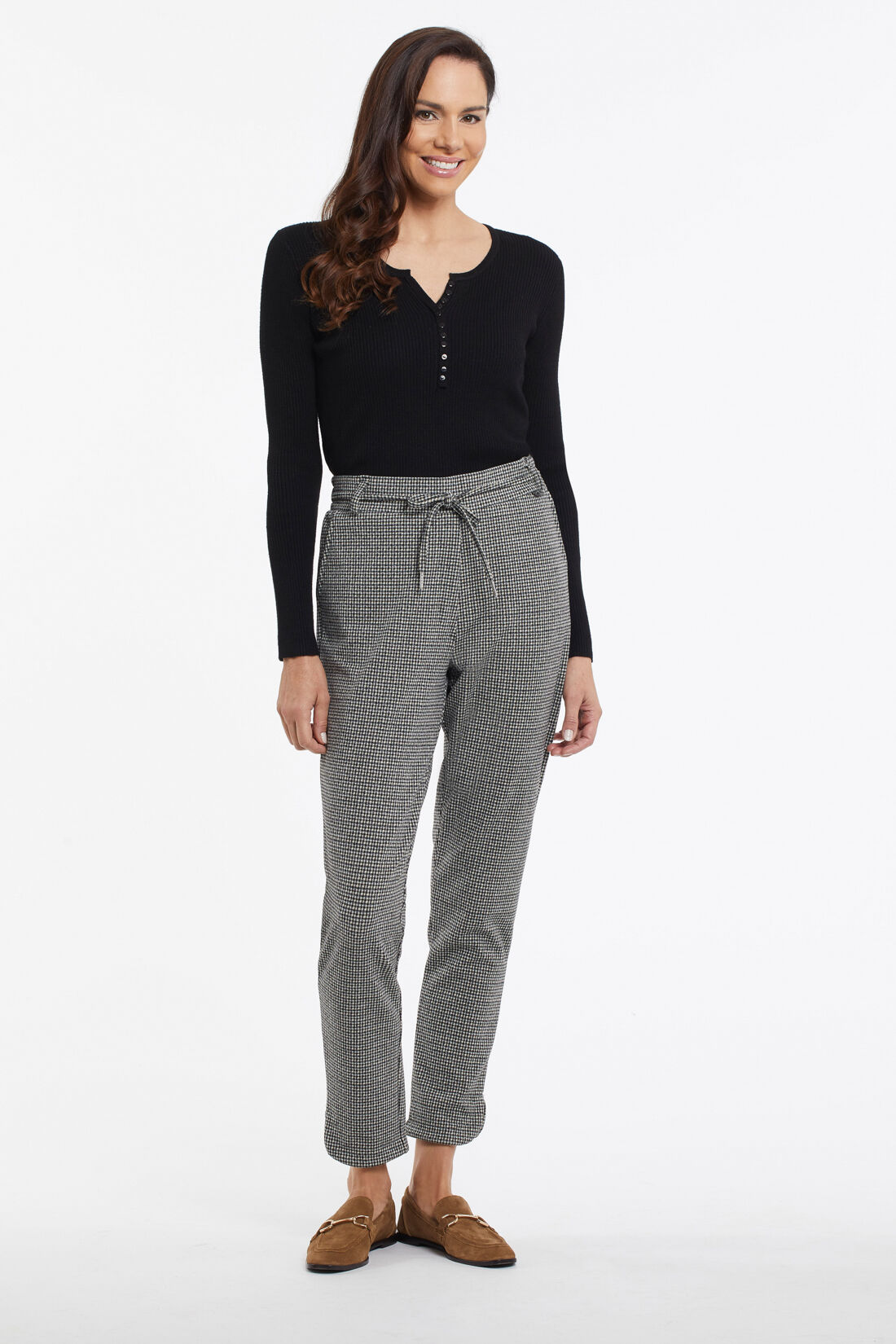 Houndstooth Pull-On Pants Image 1