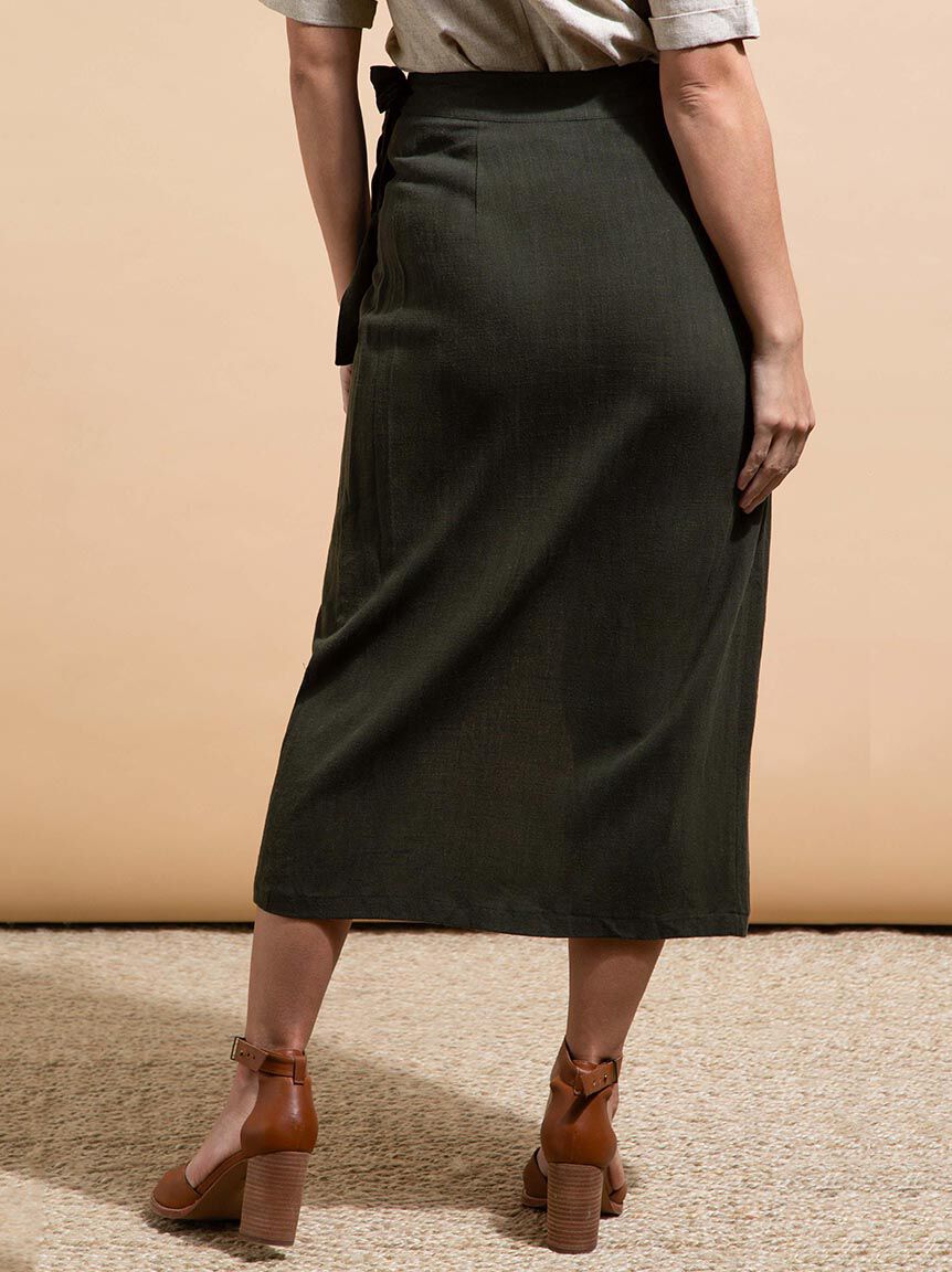 Linen Wrap Maxi Skirt Image 4