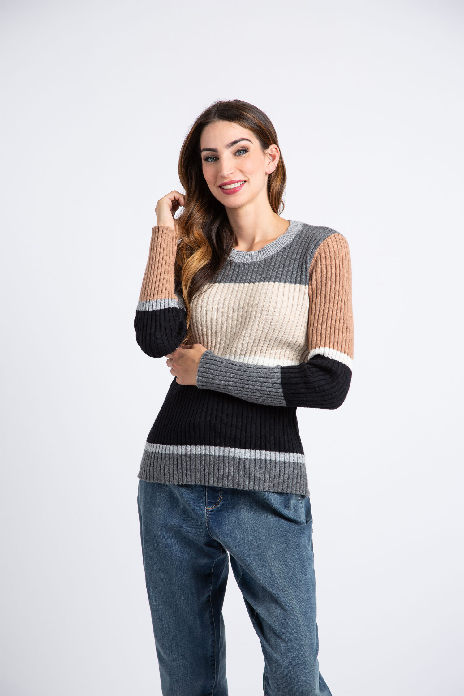 Ribbed Color Block Sweater 